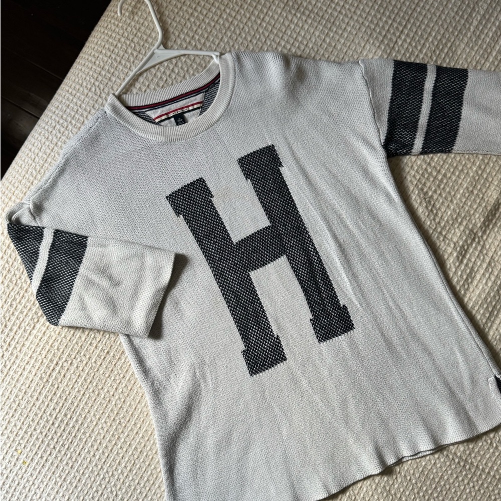 Tommy Hilfiger Black and White Crewneck Sweater